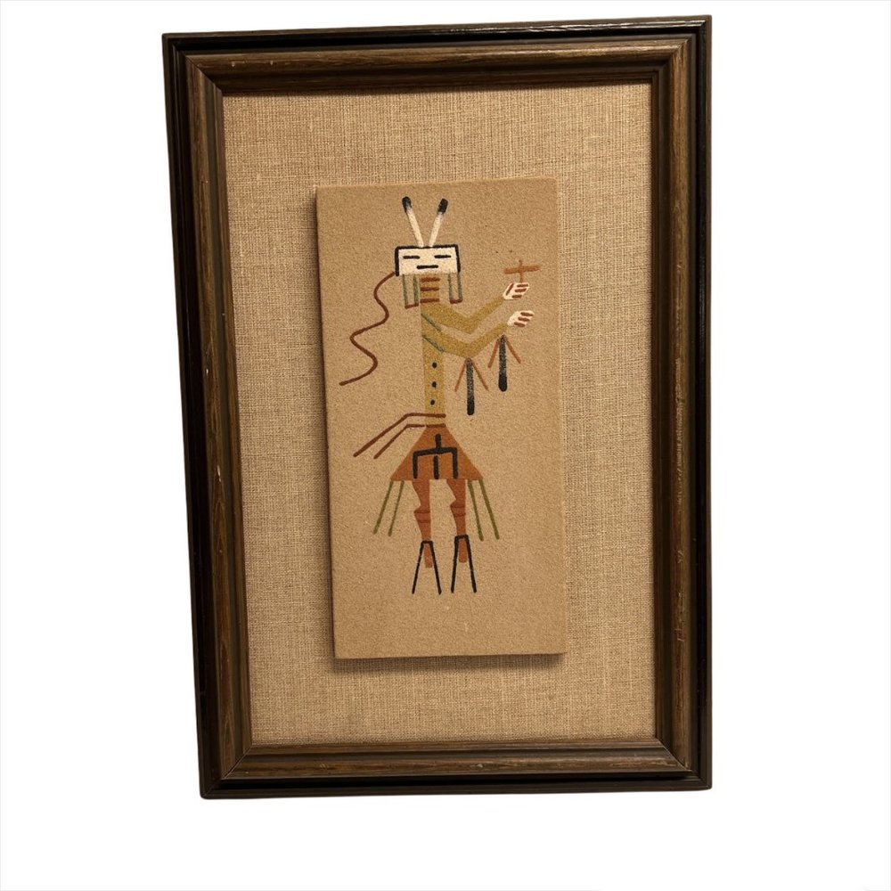 Vintage Navajo Sand Painting Yei Bi Chei 1990s Framed